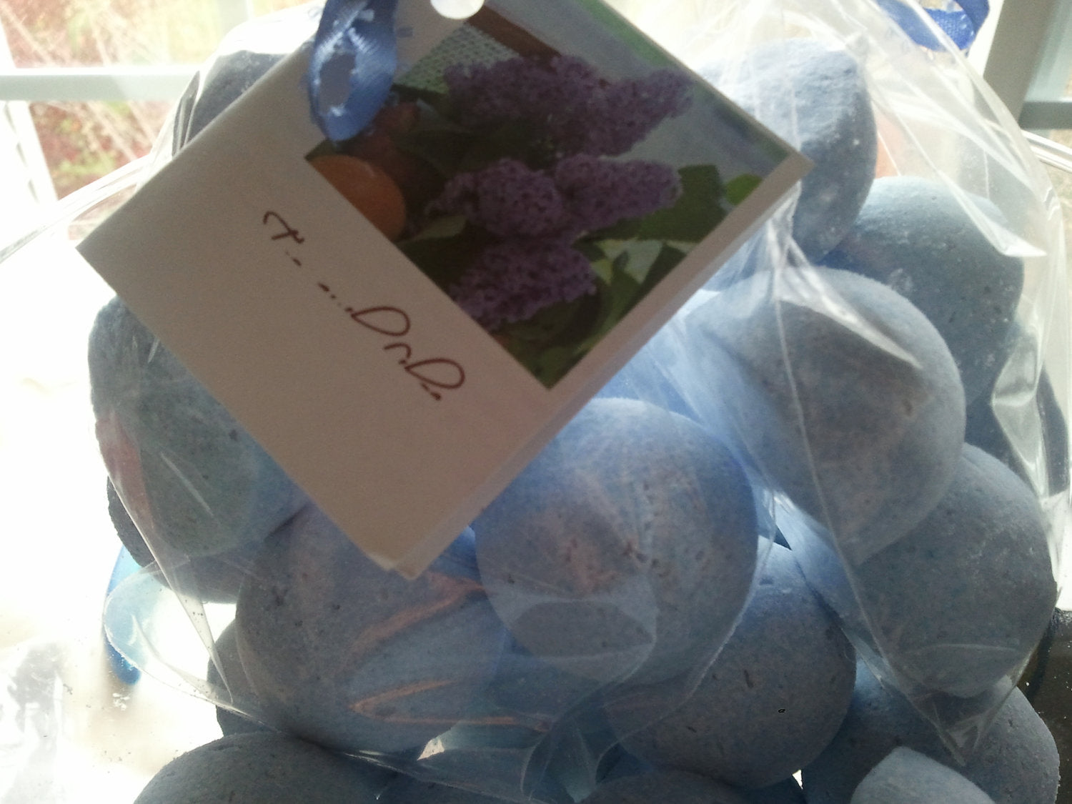 14 bath bombs in French Lilac, gift bag bath fizzies, great for dry skin, shea, cocoa, 7 ultra rich oils